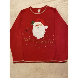White Stag Pullover Christmas‎ Sweater Fluffy Santa Ho Ho Women's XXL (20)